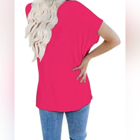 Mint Plus Pink Hot Pink Comfy Basic Loose Fit T-Shirt Size S - Picture 3 of 5